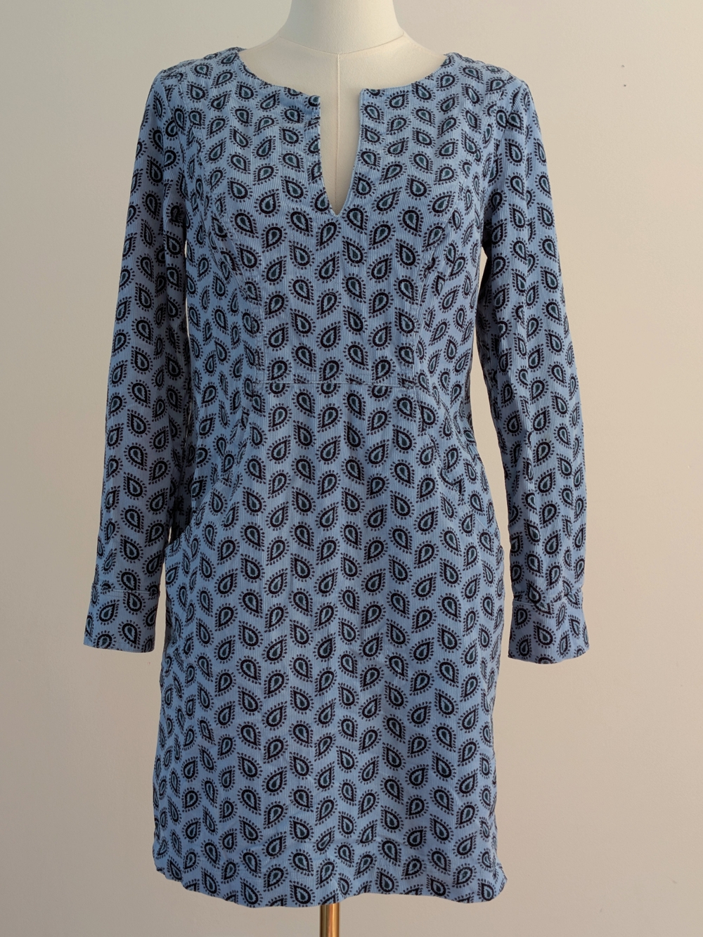 Boden Corduroy Paisley Long-Sleeve Shift Dress - 4P